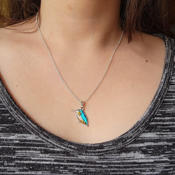 New Silver Abalone Bird Necklace - Picture 3 of 7